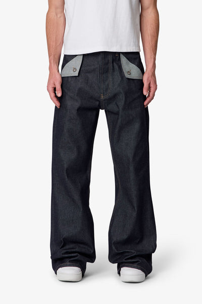 Mule Pocket Kick Flare Denim - Rinsed Indigo