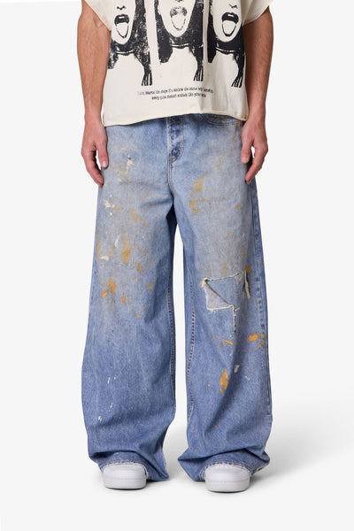 Paint Printed Rave Denim - Blue