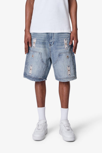 Western Jewel Denim Shorts - Blue